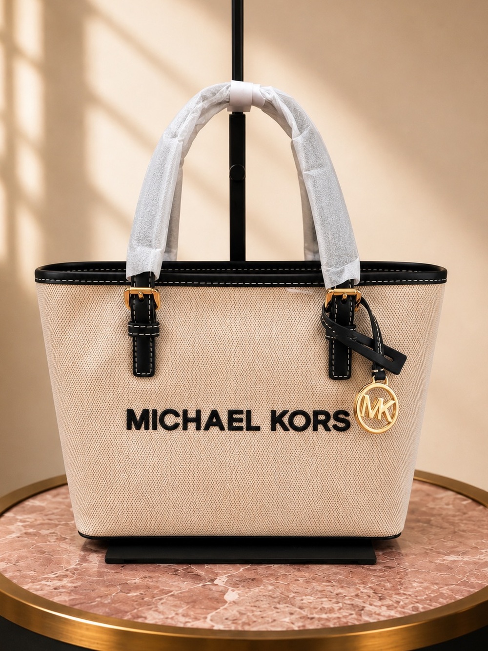 NWT Michael Kore Jet Set Travel XS Canvas Top Zip Tote Convertible Crossbody